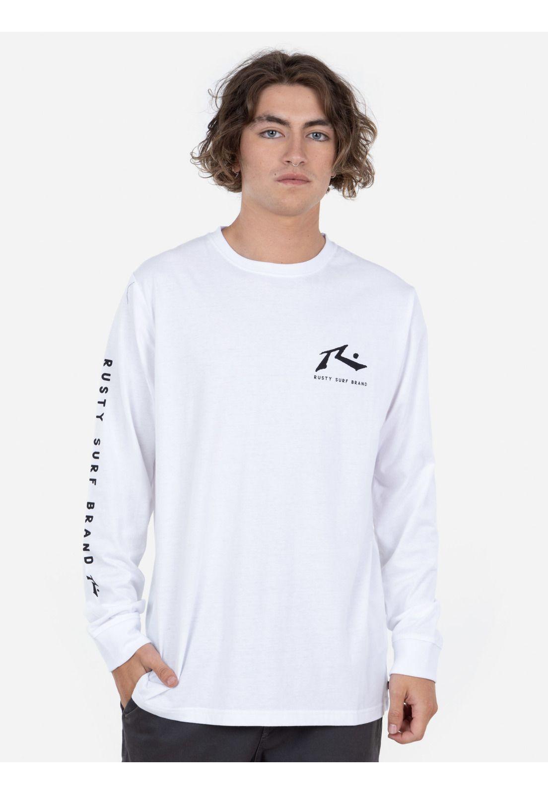 Polera R TXT LS TEE Hombre Blanco Rusty-0