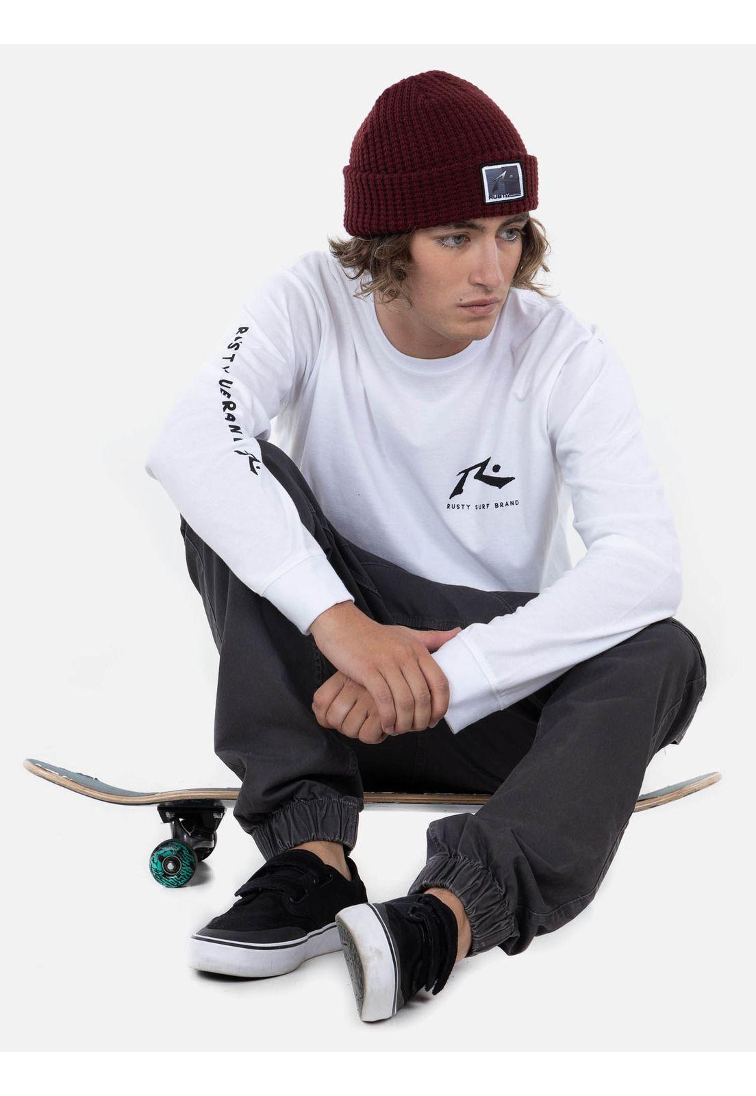 Polera R TXT LS TEE Hombre Blanco Rusty-4