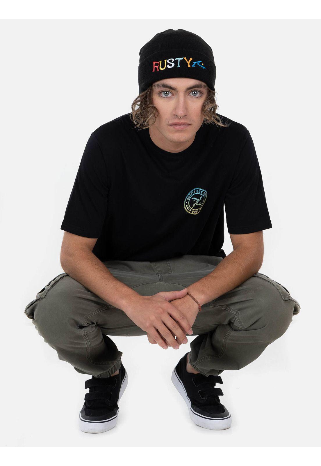 Polera DUO RUSTY SS TEE Hombre Negro Rusty-4