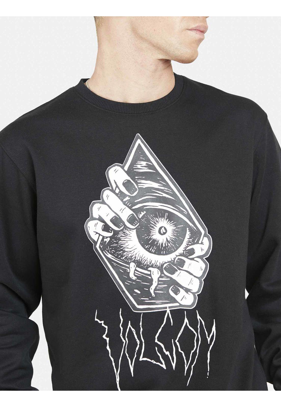 Poleron STONE WATCHER CREW Hombre Negro Volcom-2