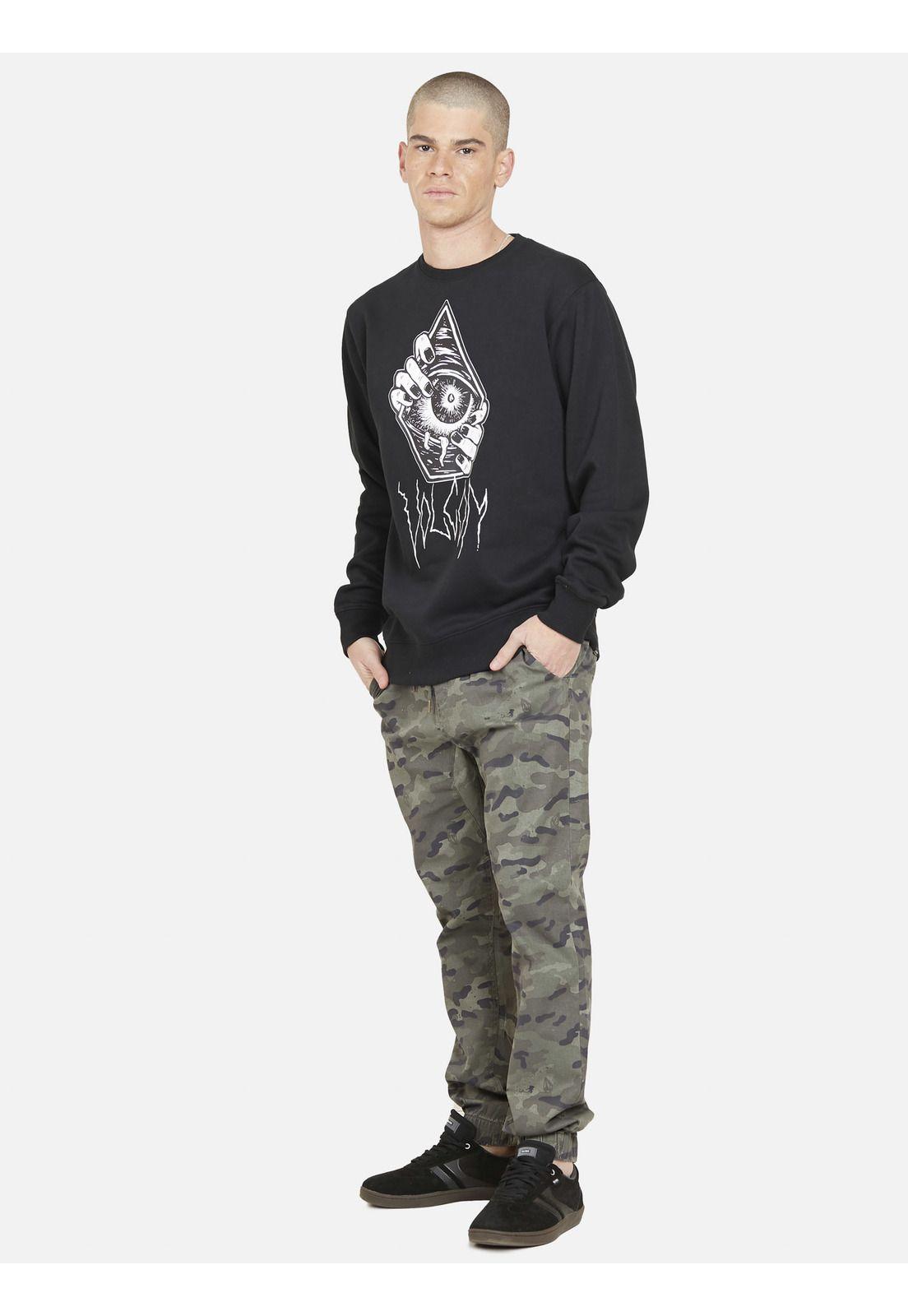 Poleron STONE WATCHER CREW Hombre Negro Volcom-3