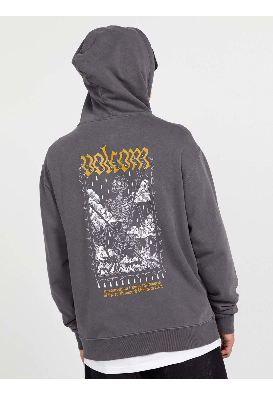Poleron Canguro 7O135-MI Liso Gris Masculino Volcom-1