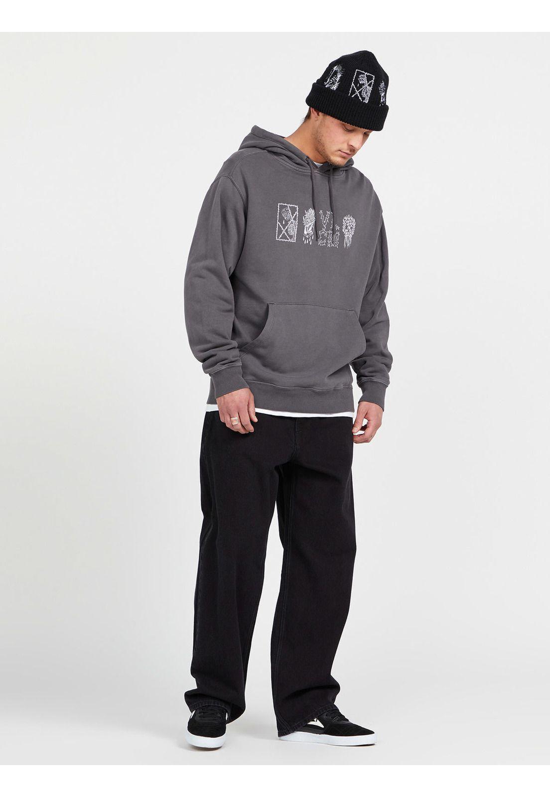 Poleron Canguro 7O135-MI Liso Gris Masculino Volcom-4