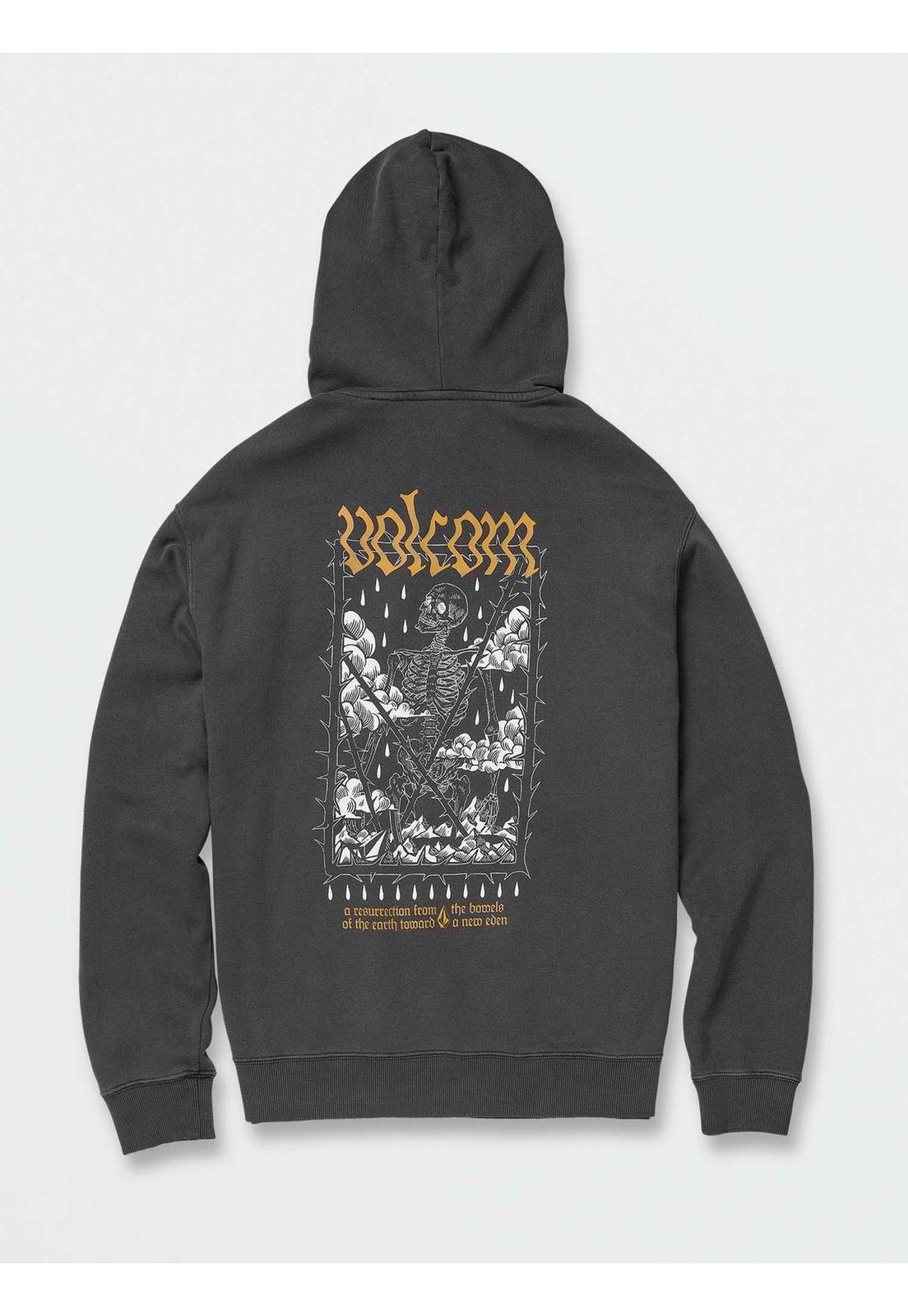 Poleron Canguro 7O135-MI Liso Gris Masculino Volcom-5