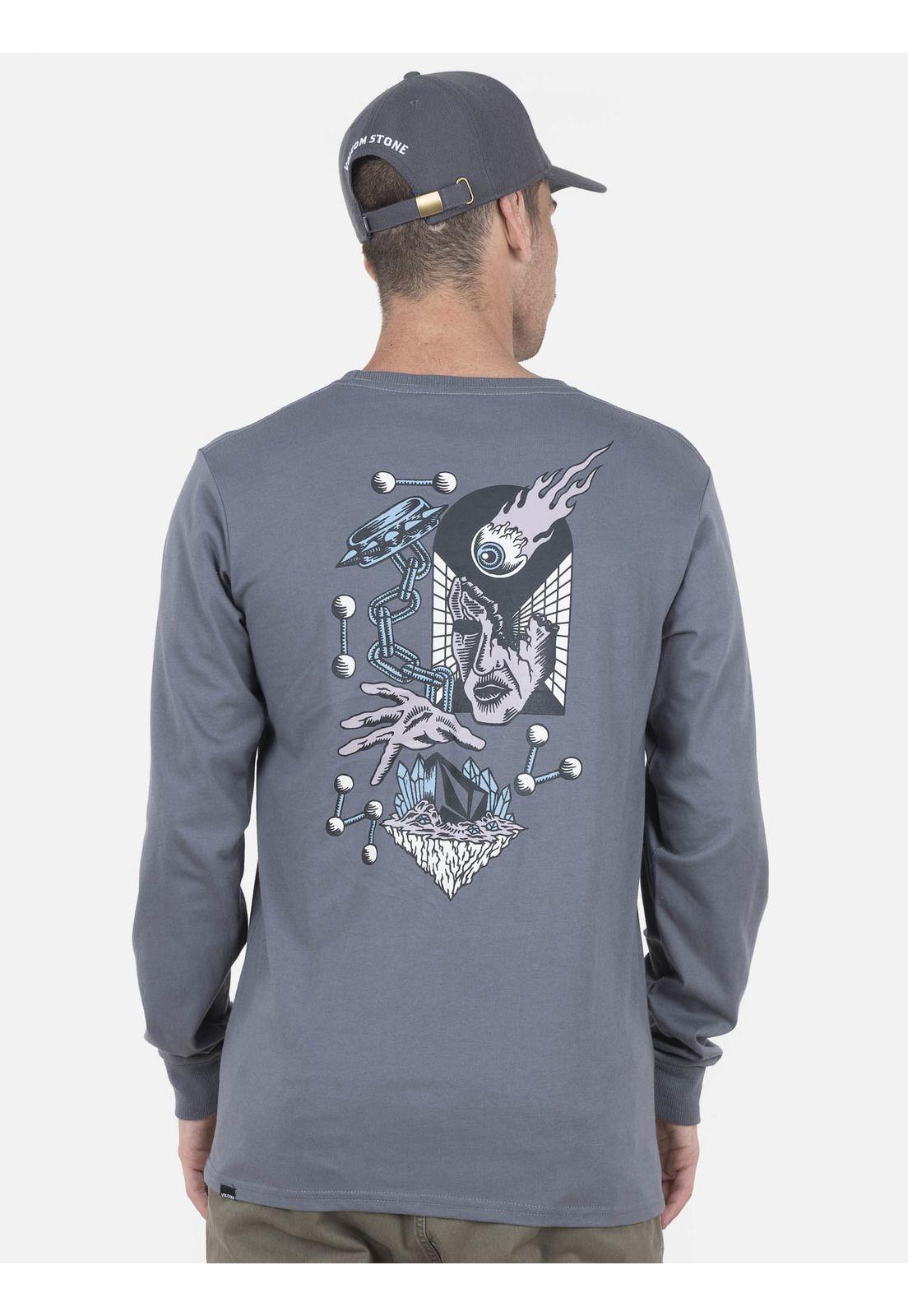 Polera Hombre MACRO DOSE GD LSE LS Gris Volcom-1