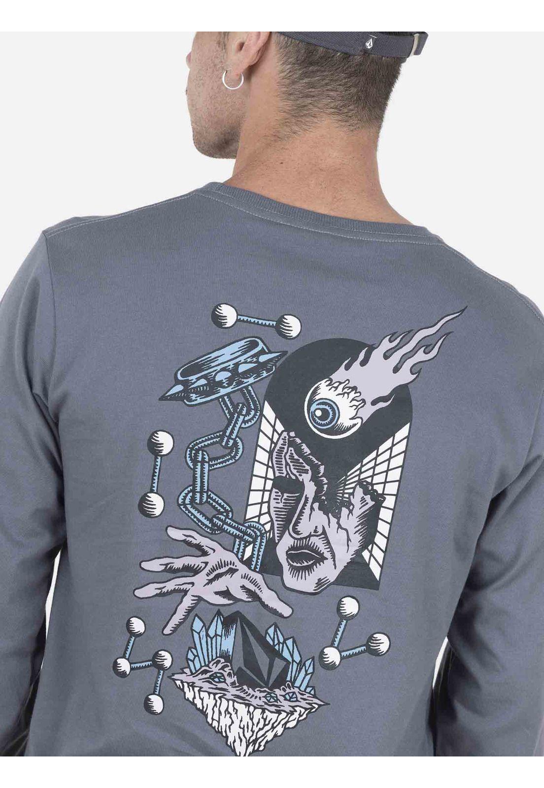 Polera Hombre MACRO DOSE GD LSE LS Gris Volcom-2