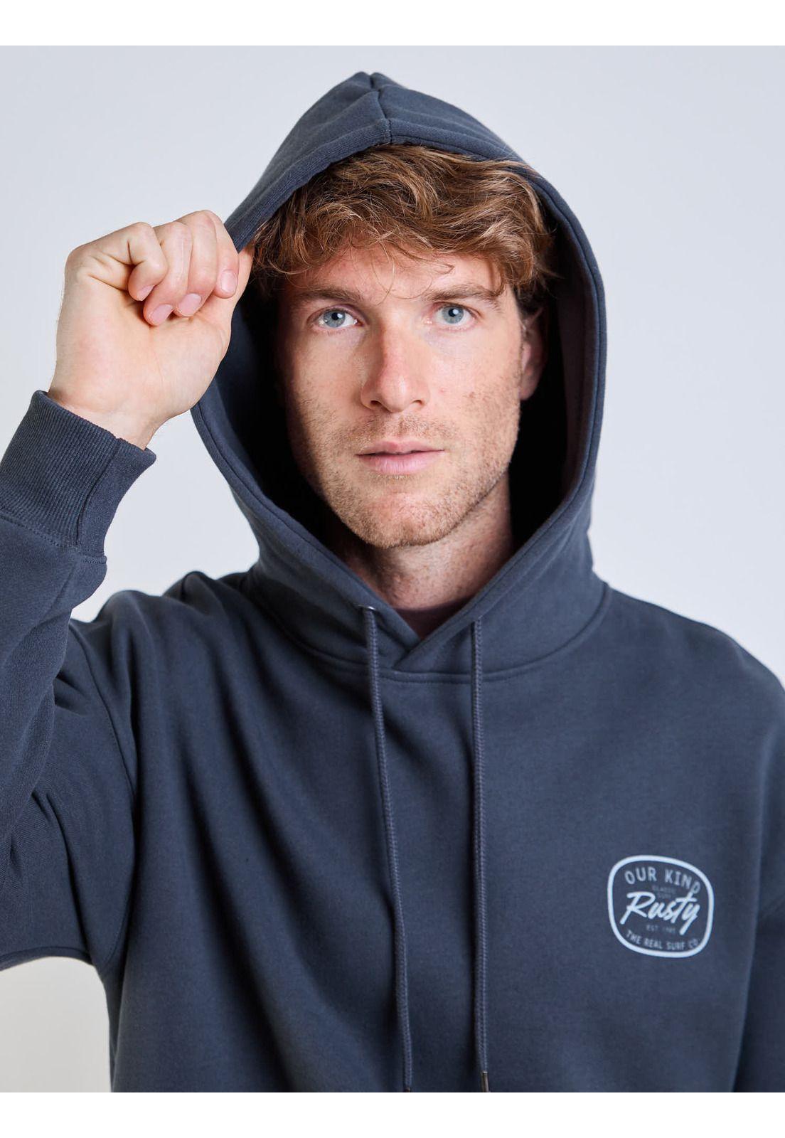 Poleron Canguro Real Surf Hoodie Gris Hombre Rusty-4