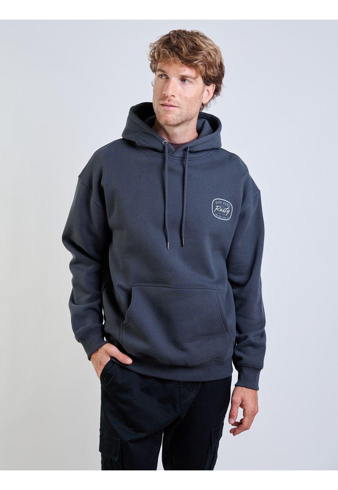 Poleron Canguro Real Surf Hoodie Gris Hombre Rusty-5