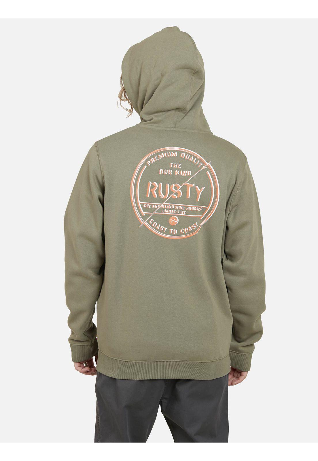 Poleron Brake Signal Full Zipper Hombre Verde Rusty-1