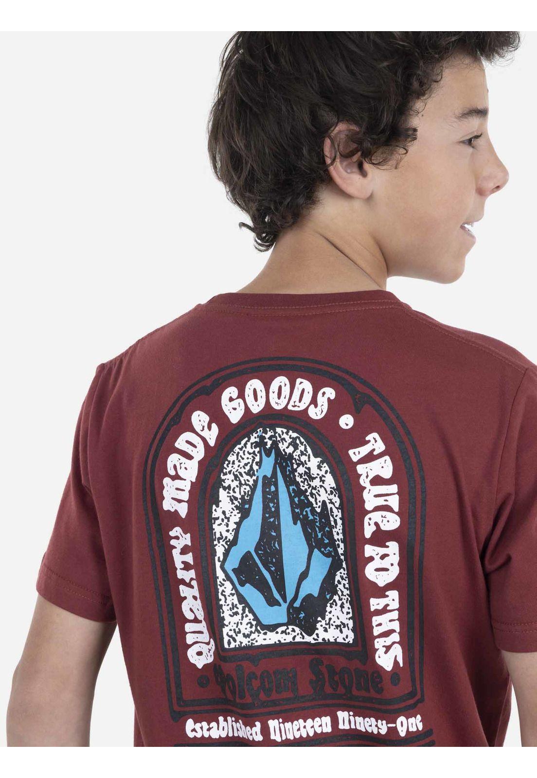 Polera M/C Básica Juvenil 7P190-MV22 Burdeo Volcom-2