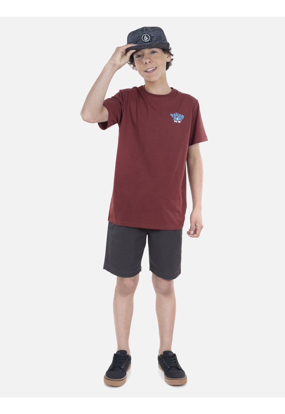 Polera M/C Básica Juvenil 7P190-MV22 Burdeo Volcom-3