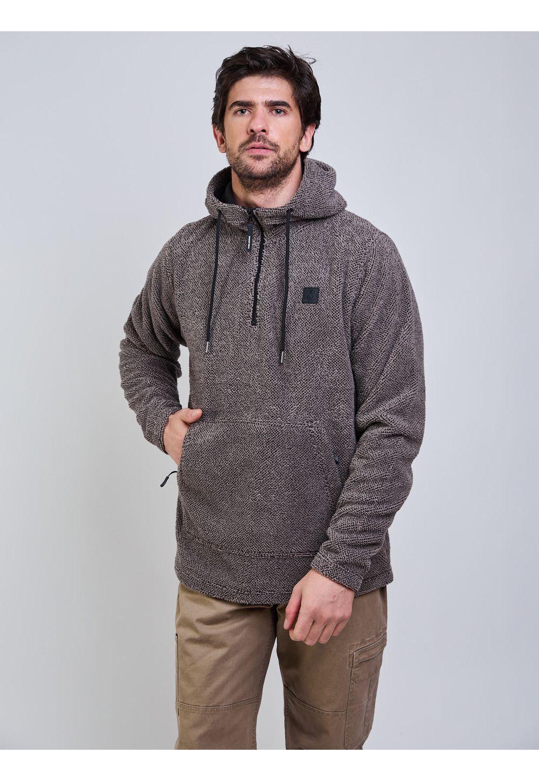 Poleron Bonded Raw Oval Café Hombre Volcom-5