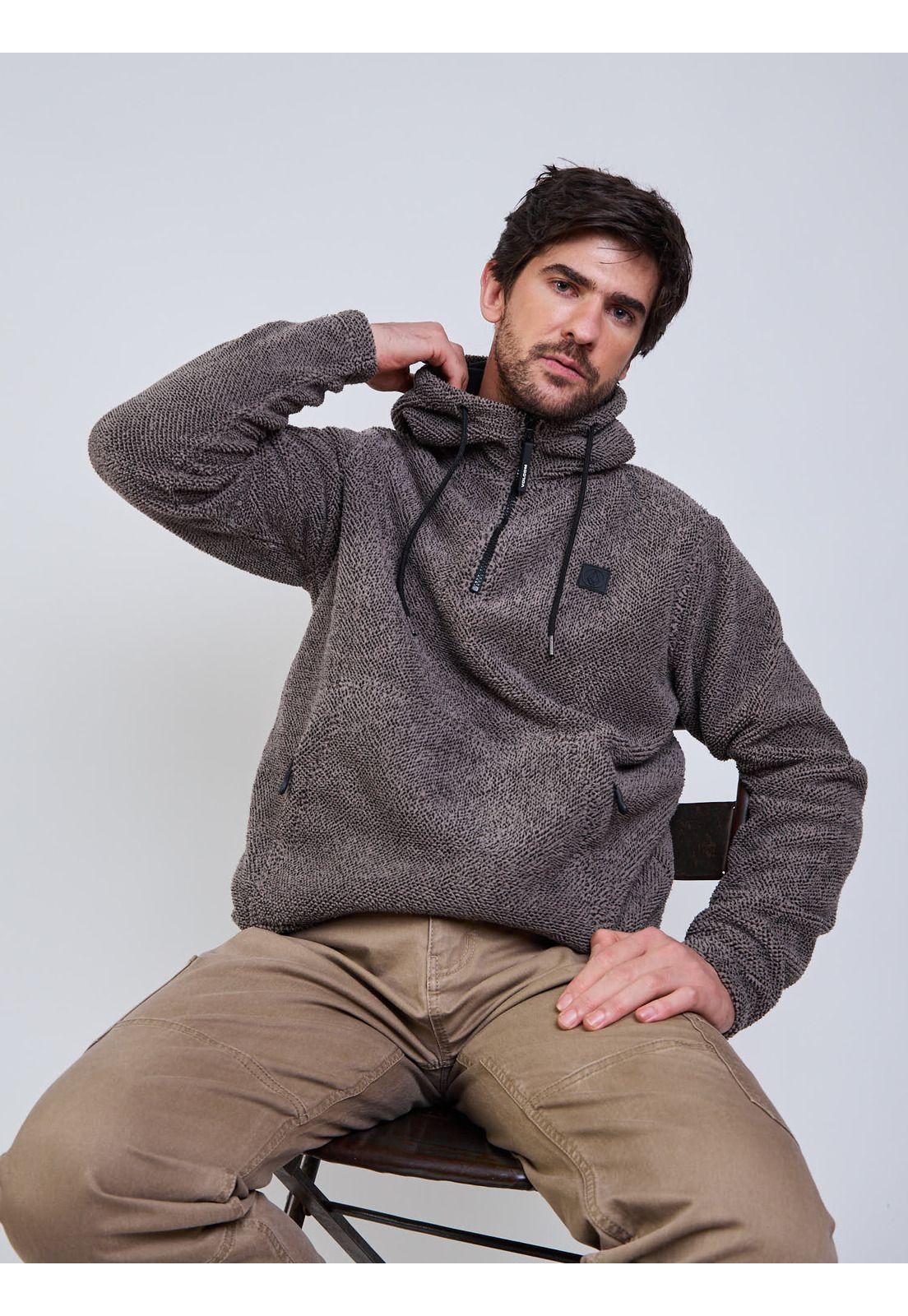 Poleron Bonded Raw Oval Café Hombre Volcom-6