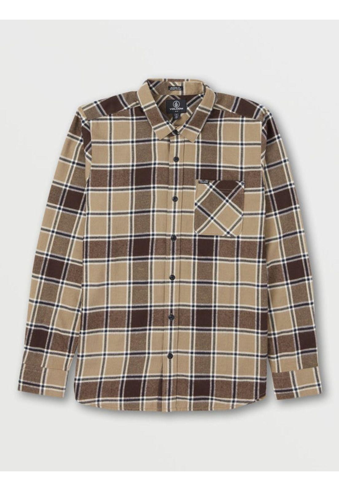 Camisa Caden Plaid Ls Hombre Khaki Volcom-0