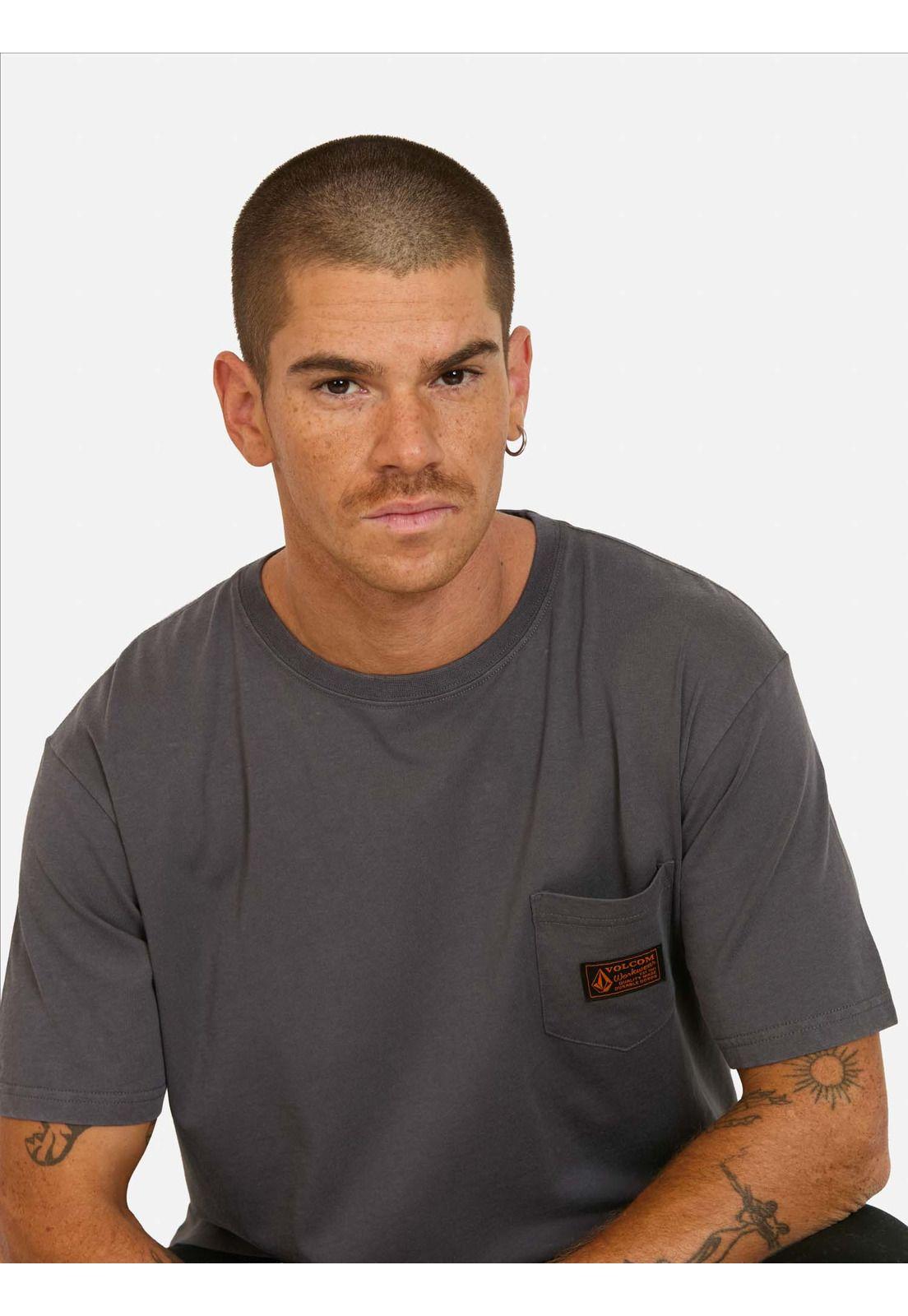 Polera MC Curb Gris Hombre Volcom-0