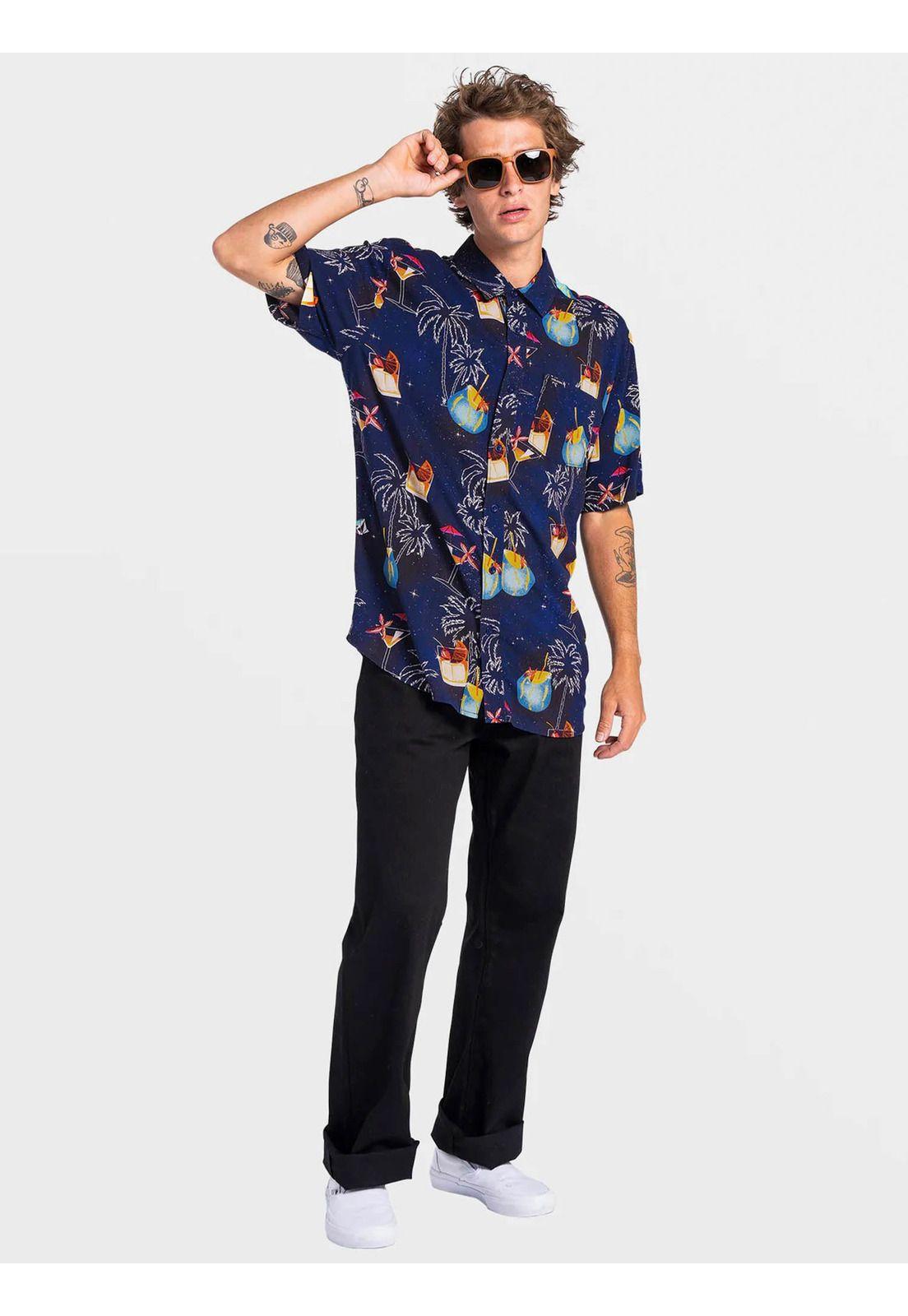 Camisa COSMIC VACA SS Hombre Azul Volcom-0