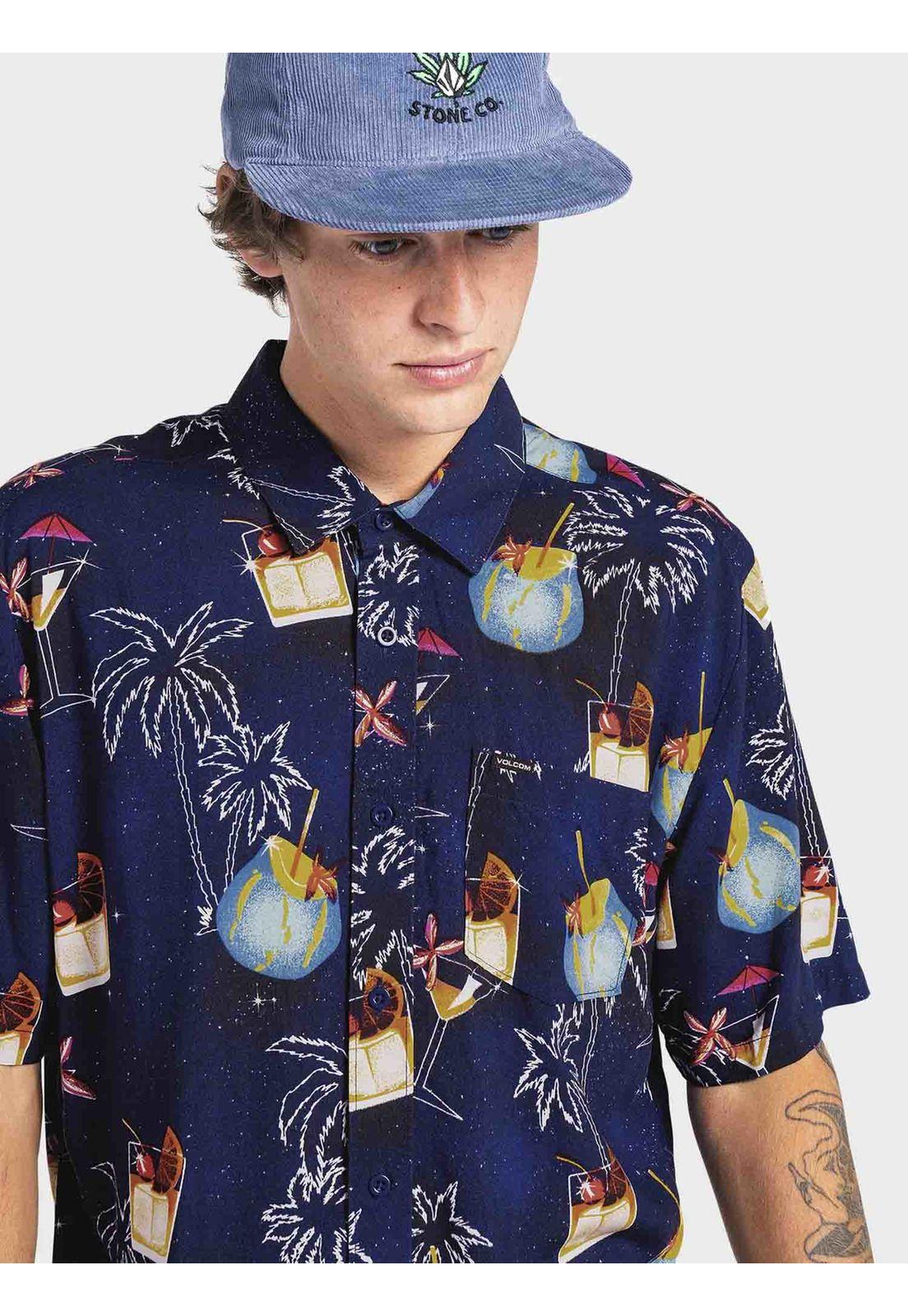 Camisa COSMIC VACA SS Hombre Azul Volcom-1