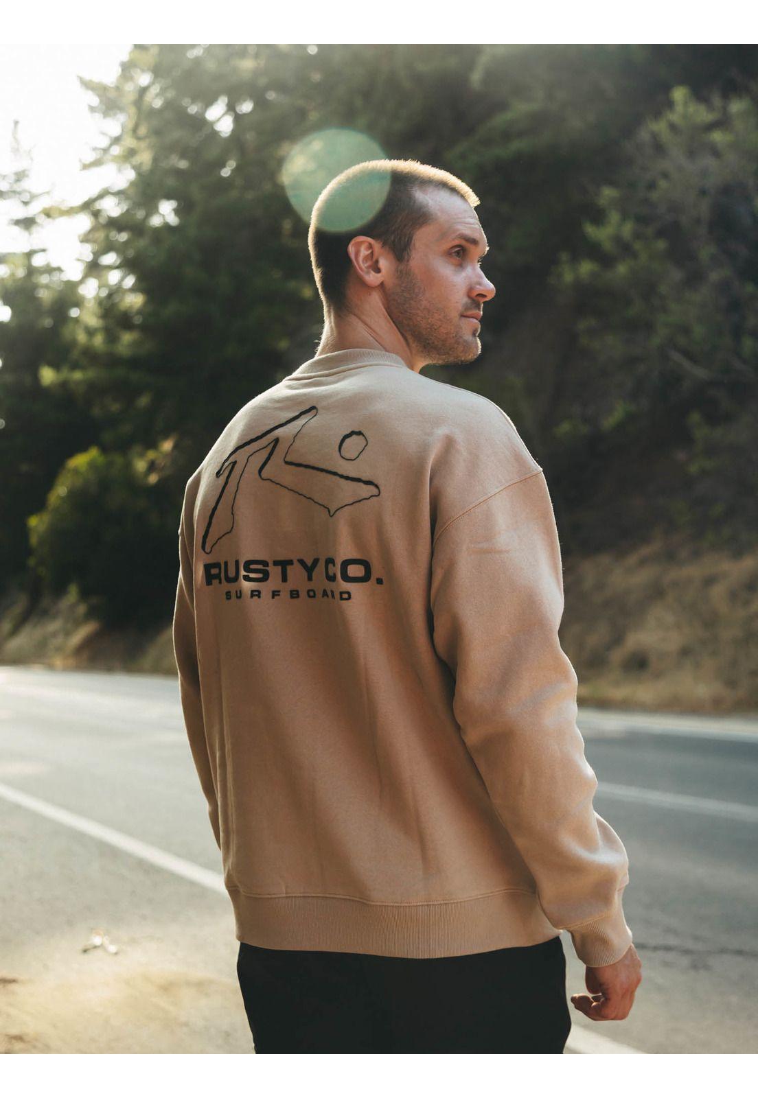 Poleron CR Rusty Lines Crew Beige Hombre Rusty-3