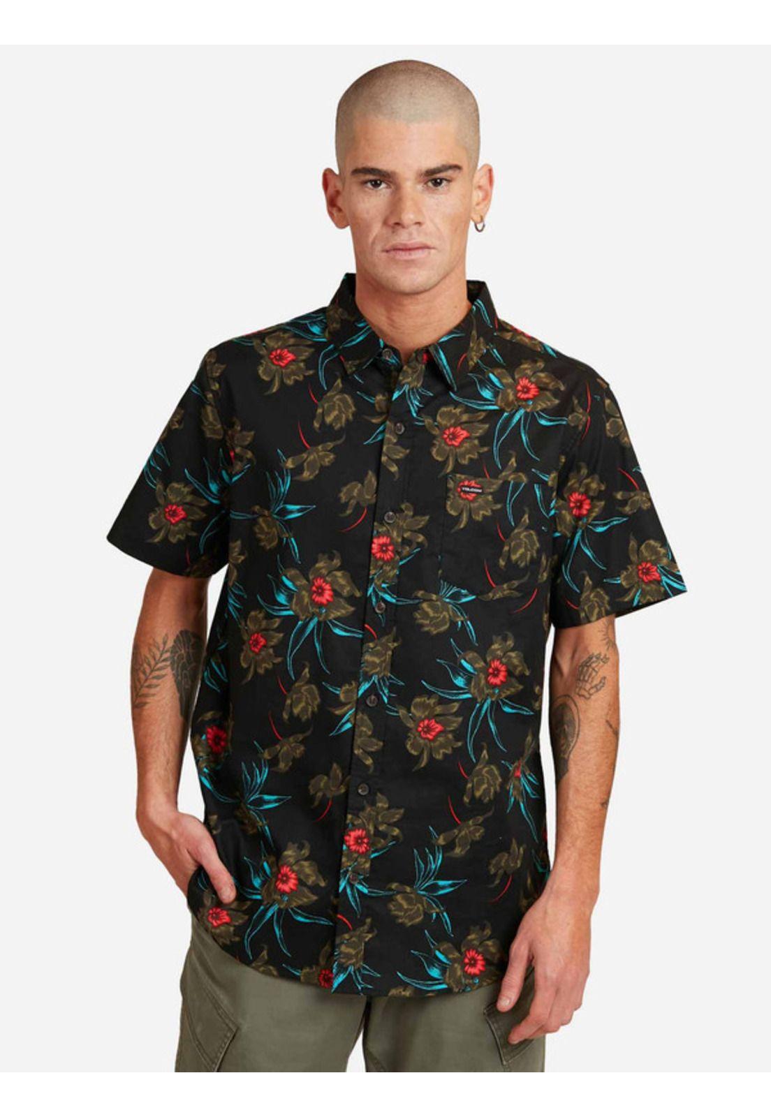 Camisa Island Time Short Sleeve Shirt Multicolor Hombre Volcom-0