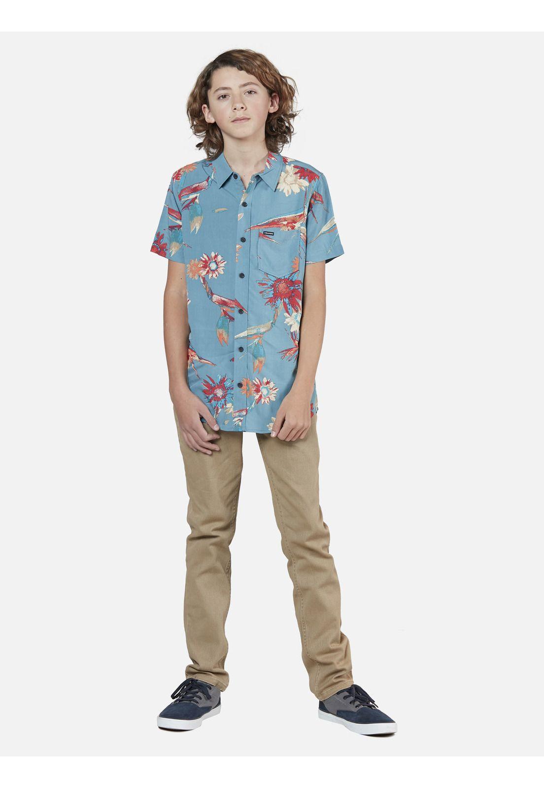 Camisa M/C Juvenil 7C341-MV22 Celeste Volcom-3