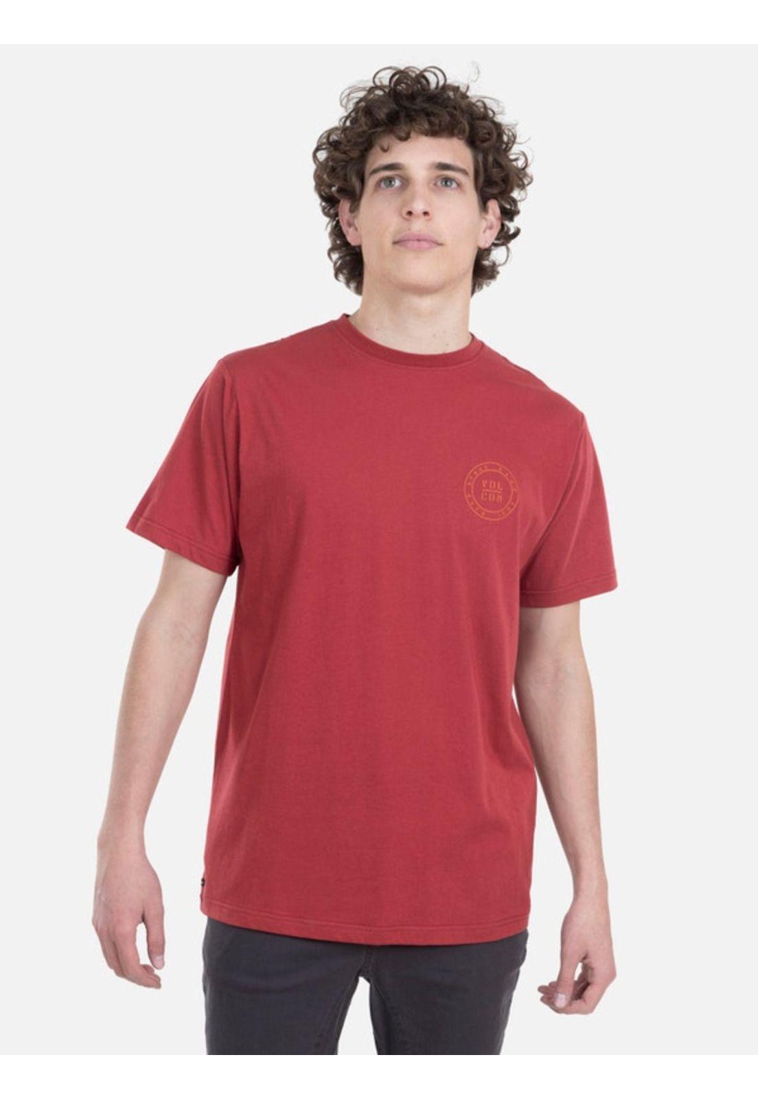 Polera M/C Básica Hombre 7P115-MV22 Burdeo Volcom-0