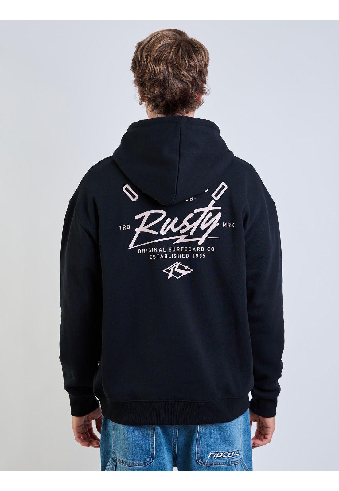Poleron Canguro Thunder Rusty Hoodie Negro Hombre Rusty-1