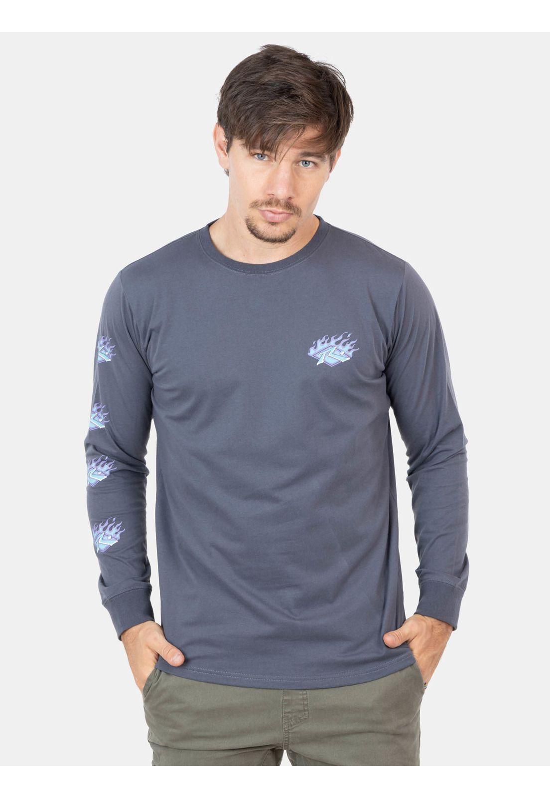 Polera Lil Old Flame Ls Tee Gris Hombre Rusty-0