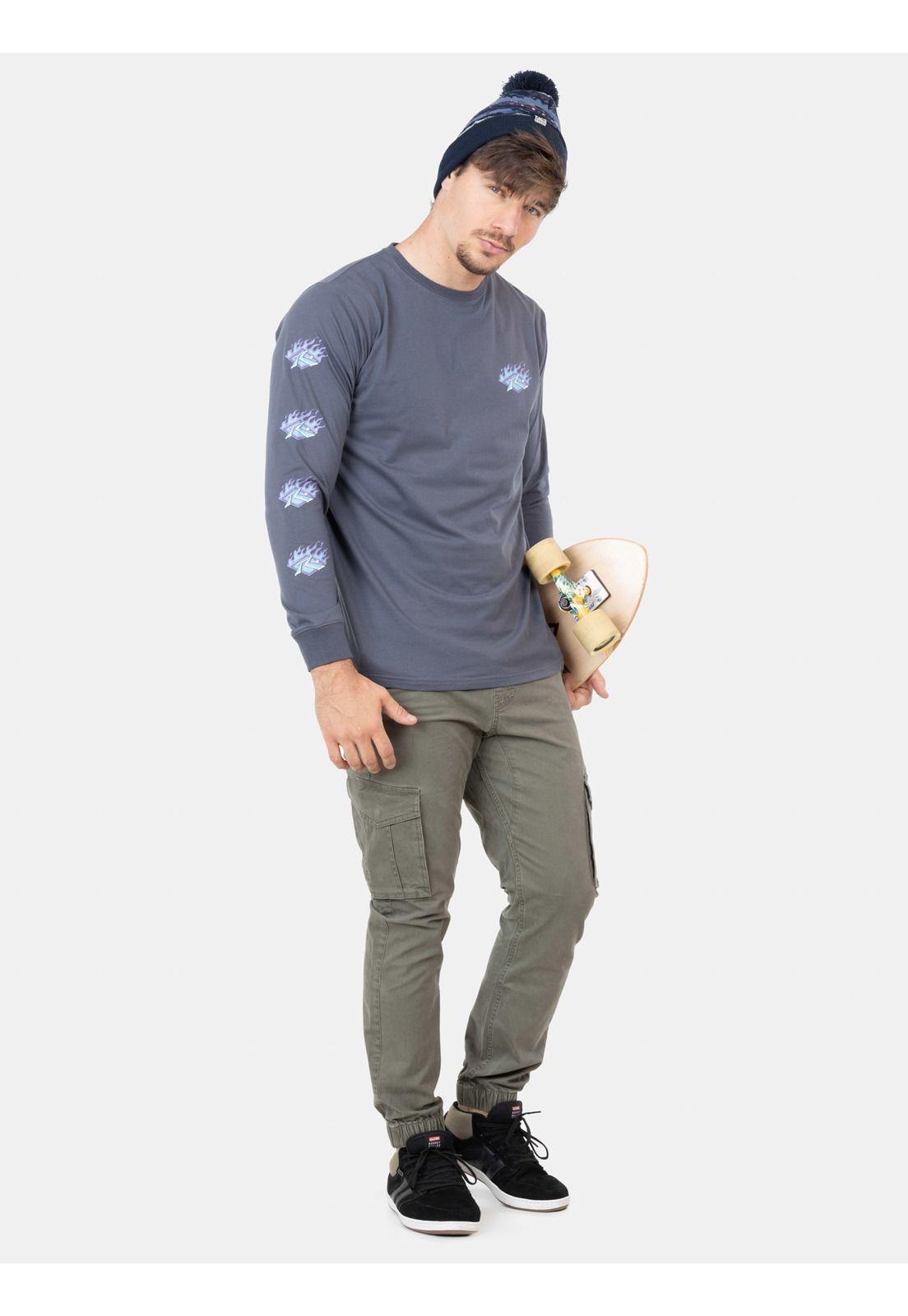 Polera Lil Old Flame Ls Tee Gris Hombre Rusty-3