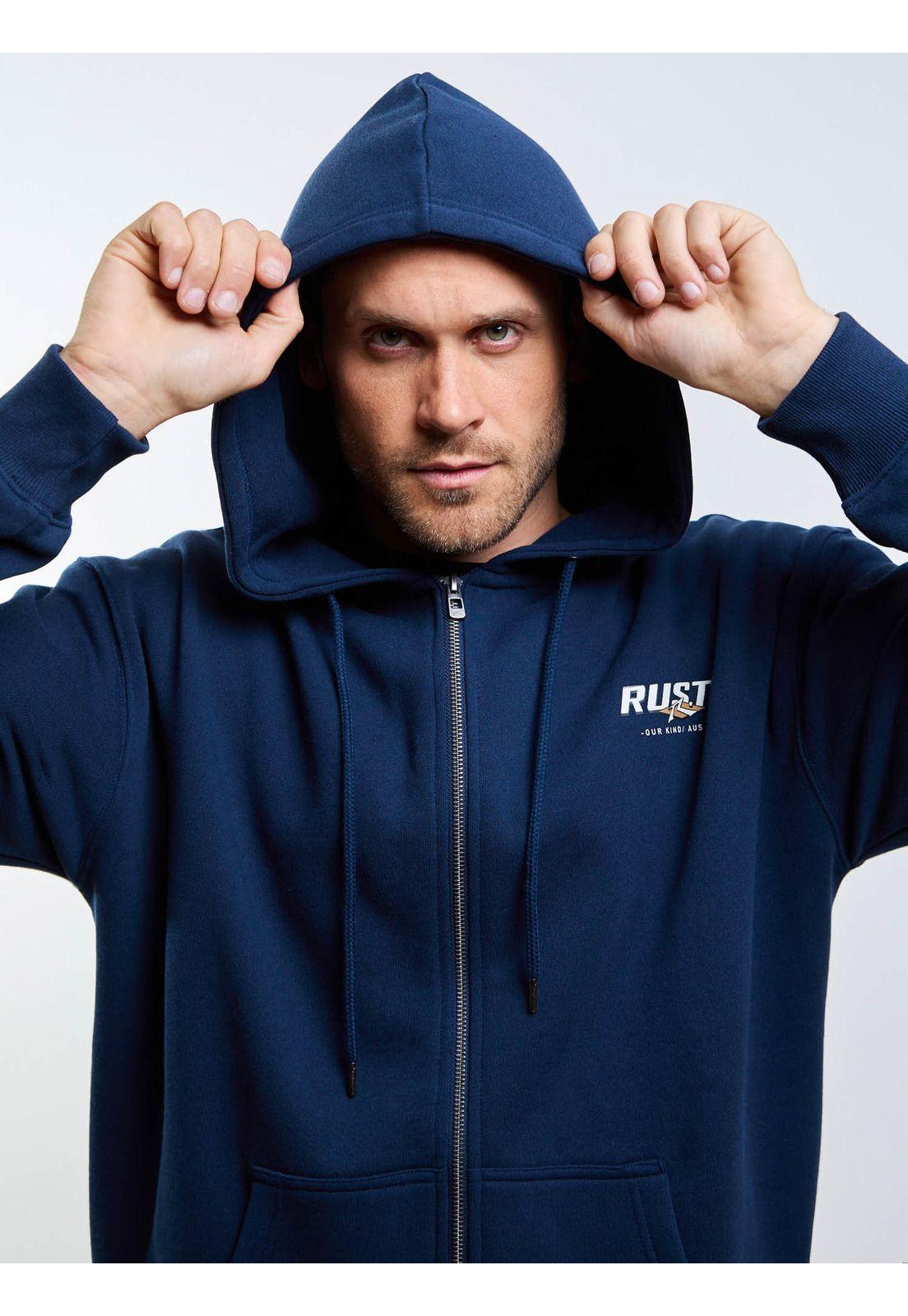 Poleron FZ Double Or Quits Zip Azul Hombre Rusty-4