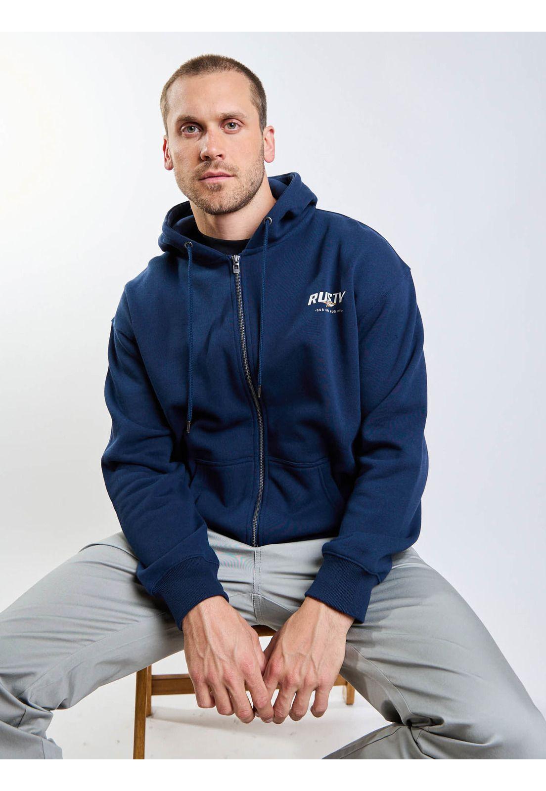 Poleron FZ Double Or Quits Zip Azul Hombre Rusty-6