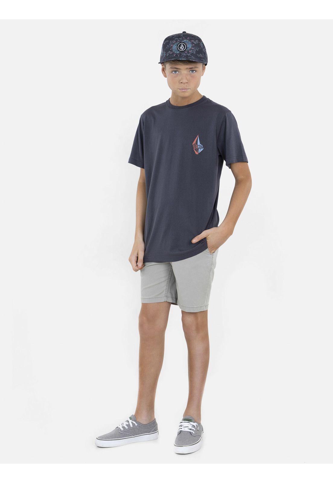Polera STONE FILL SS TEE Infantil Gris Volcom-2