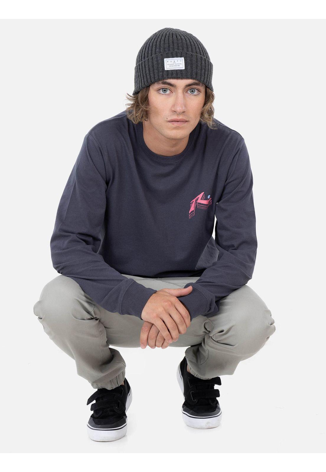 Polera RUSTY CHAOS LS TEE Hombre Gris Rusty-4