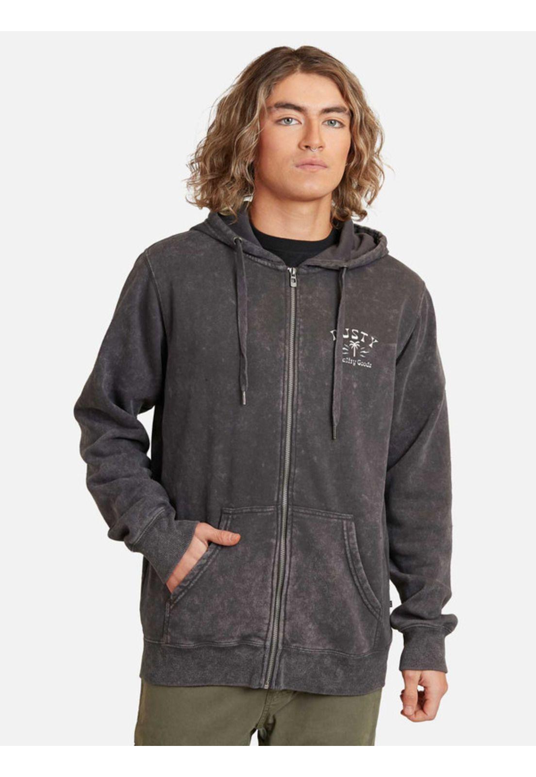 Poleron Electric Palm Acid Full Zip Azul marino Hombre Rusty-0