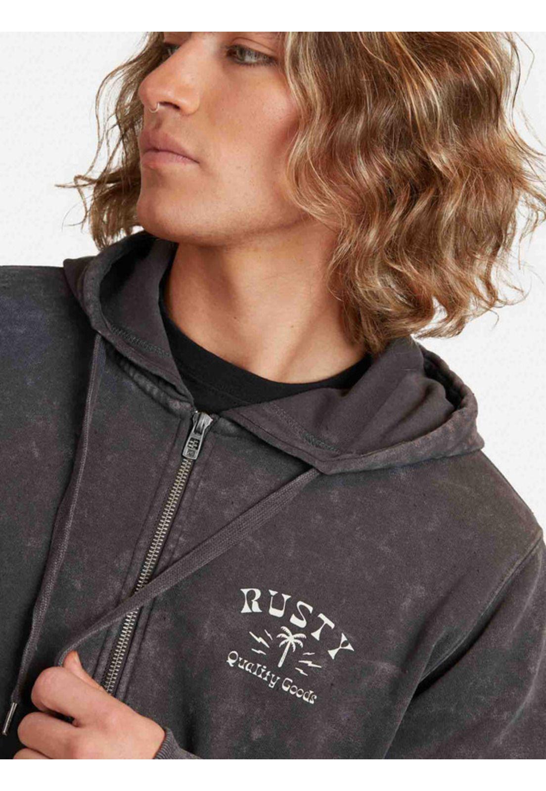 Poleron Electric Palm Acid Full Zip Azul marino Hombre Rusty-2