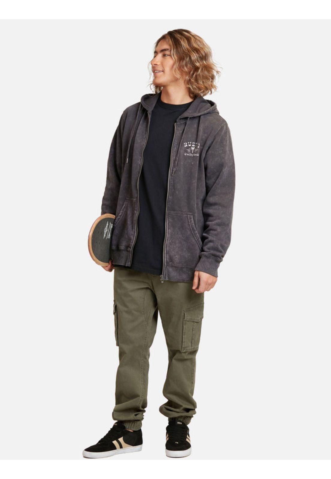 Poleron Electric Palm Acid Full Zip Azul marino Hombre Rusty-3