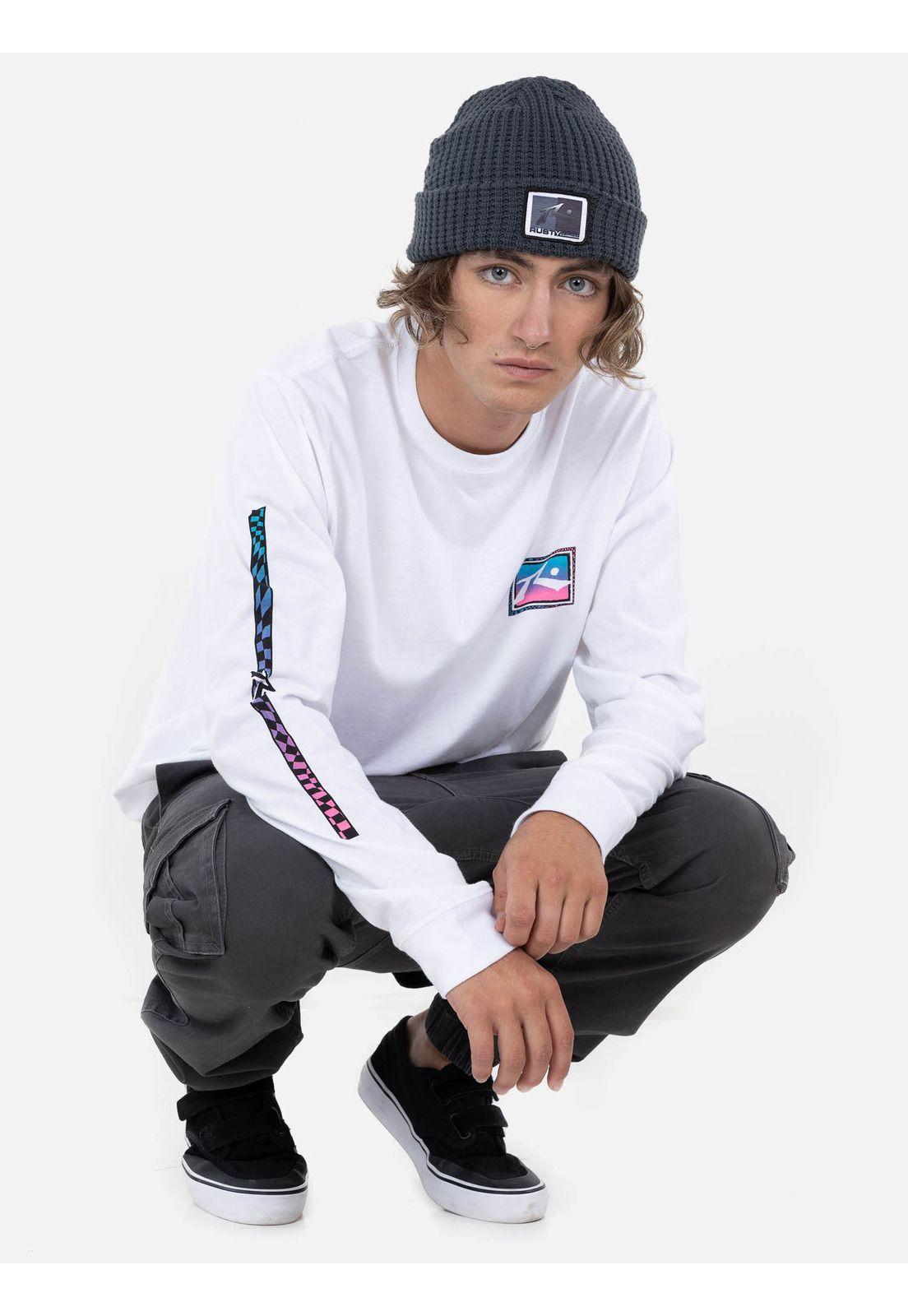 Polera RETRO CHESS LS TEE Hombre Blanco Rusty-4