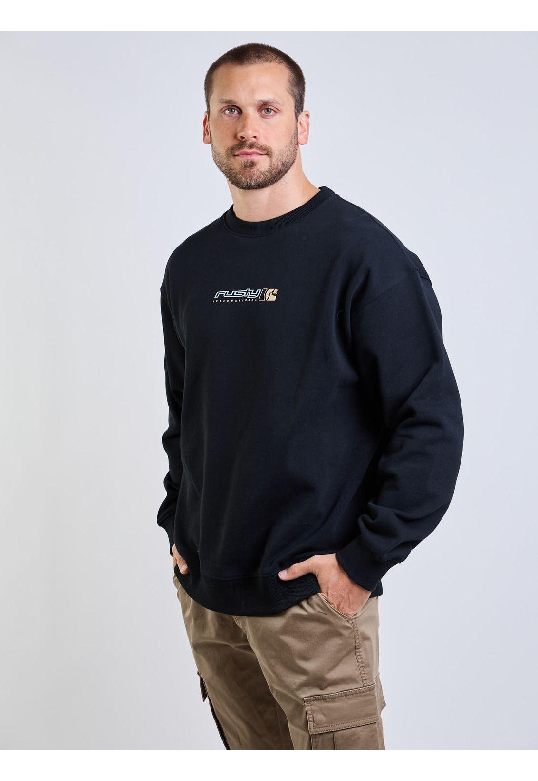 Poleron CR Rusty International Crew Negro Hombre Rusty-4
