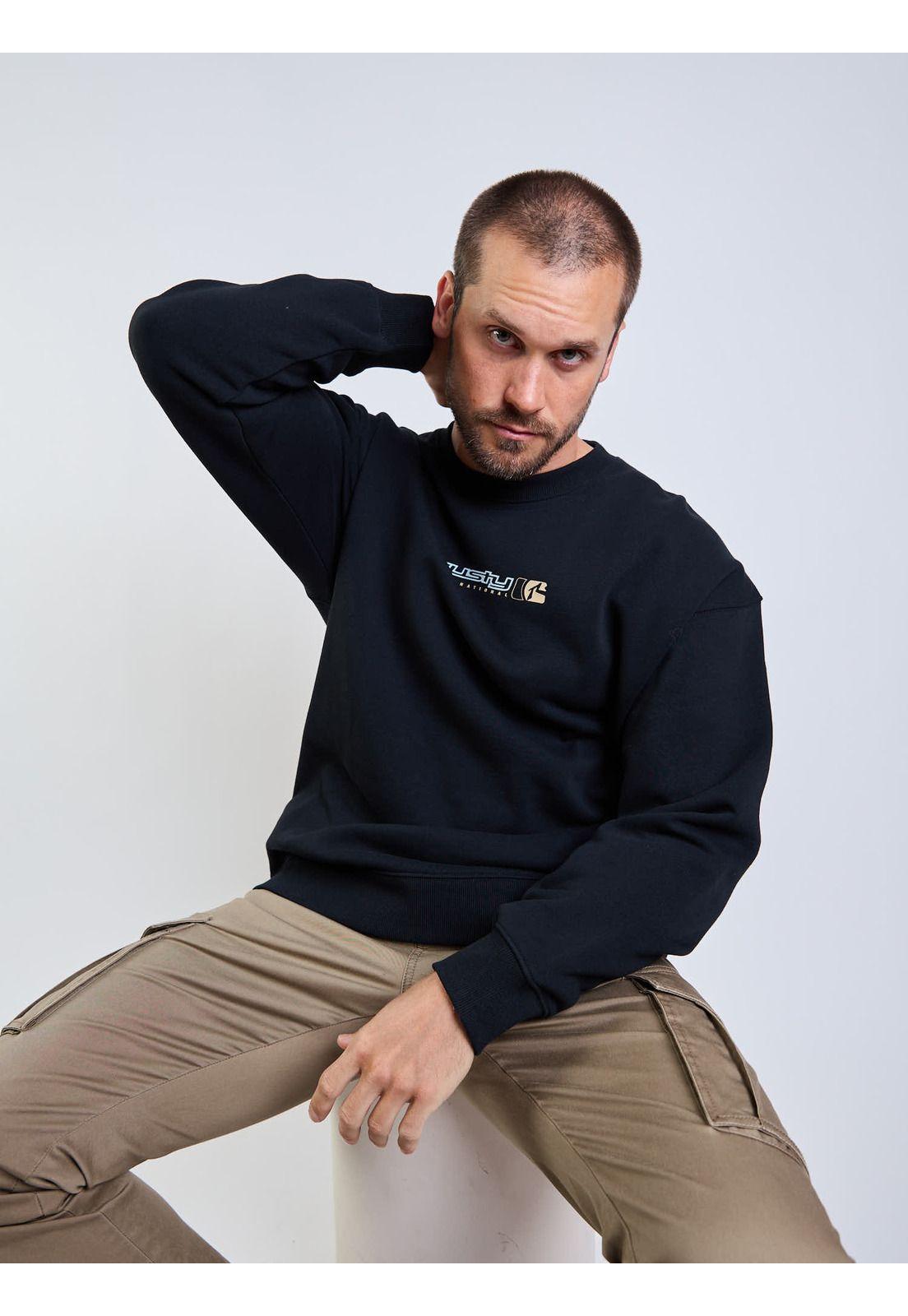 Poleron CR Rusty International Crew Negro Hombre Rusty-5