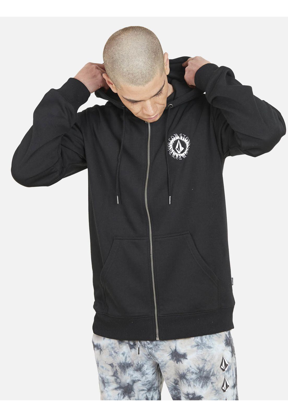 Poleron SUN STONE FULL ZIPPER Hombre Negro Volcom-0