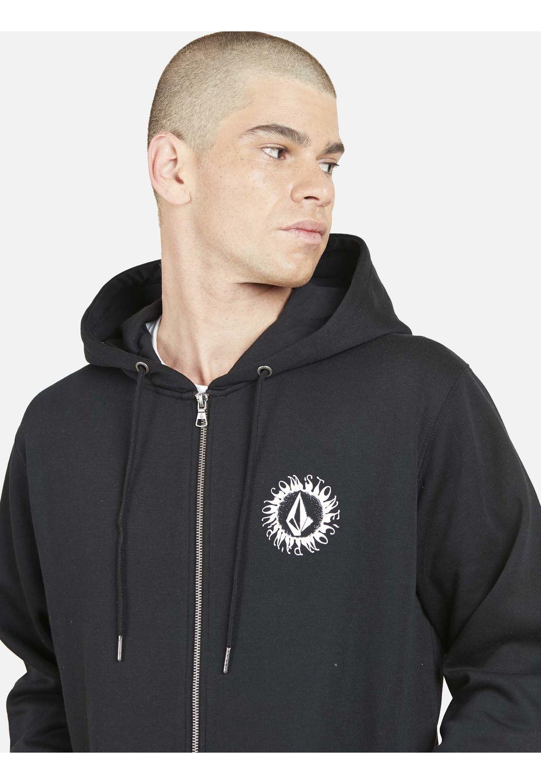 Poleron SUN STONE FULL ZIPPER Hombre Negro Volcom-2