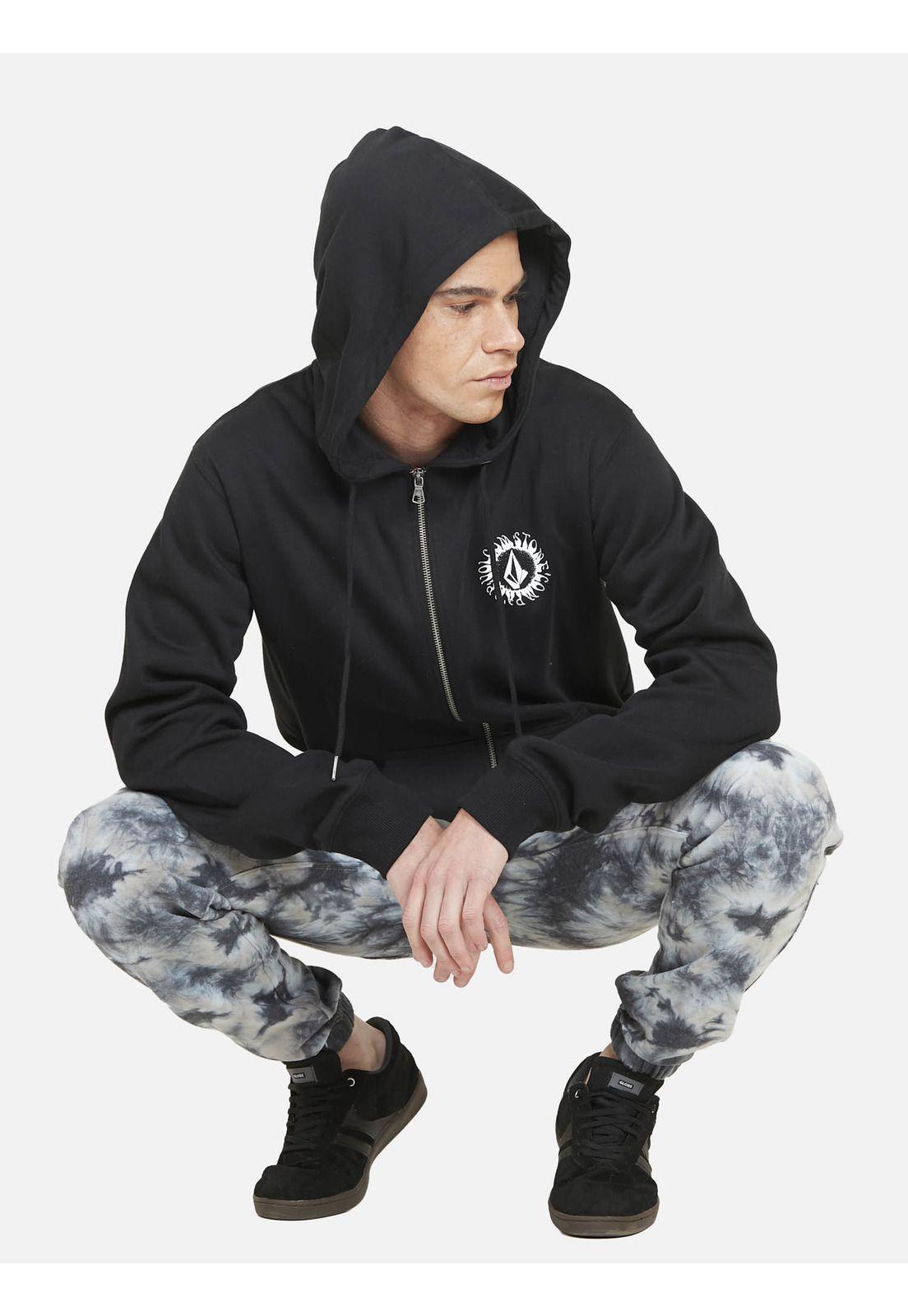 Poleron SUN STONE FULL ZIPPER Hombre Negro Volcom-3