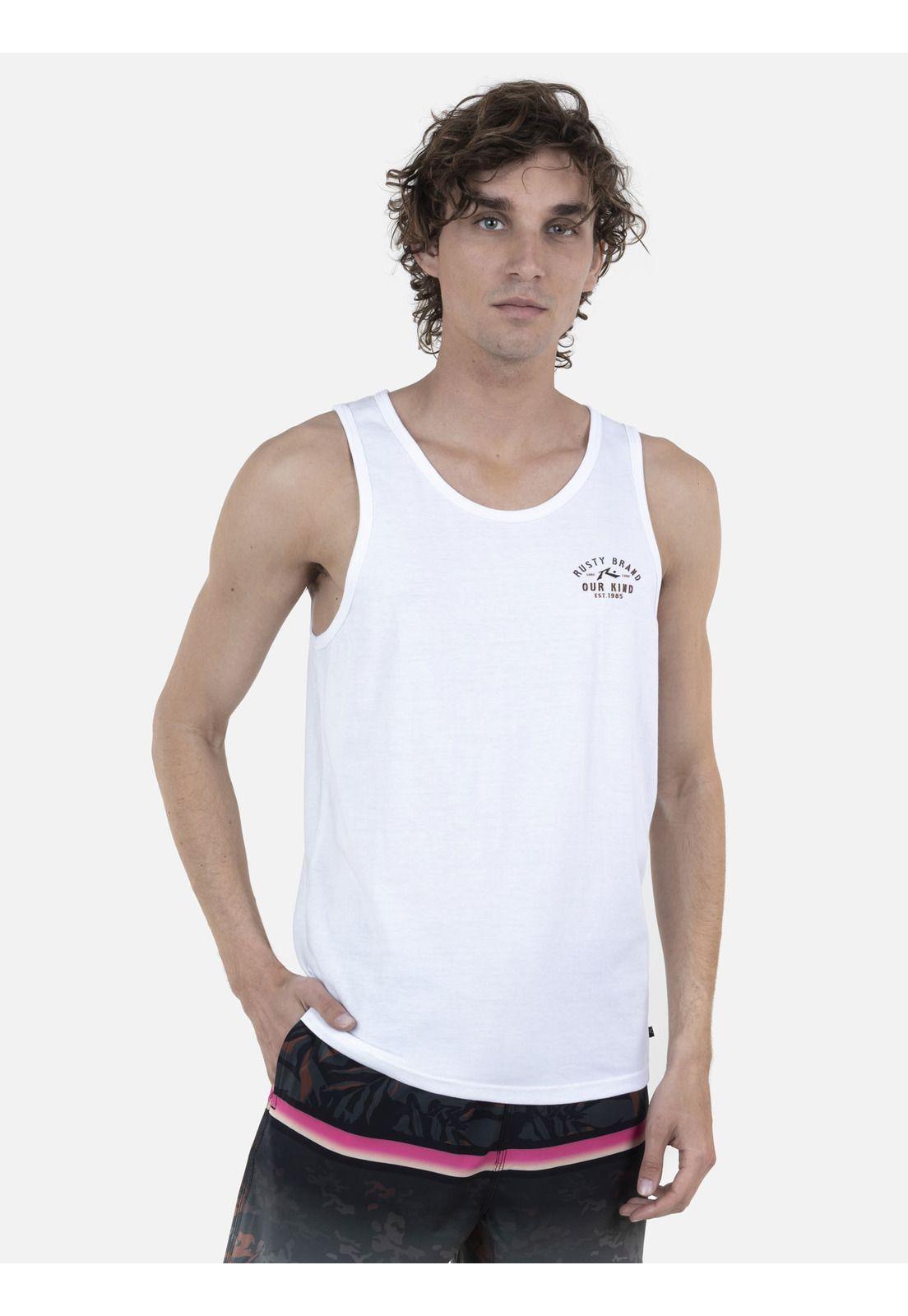 Polera Hombre SURF CO TANK Blanco Rusty-0