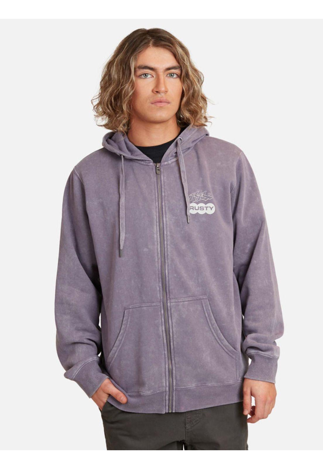 Poleron Our Kind Records Acid Full Zip Negro Hombre Rusty-0