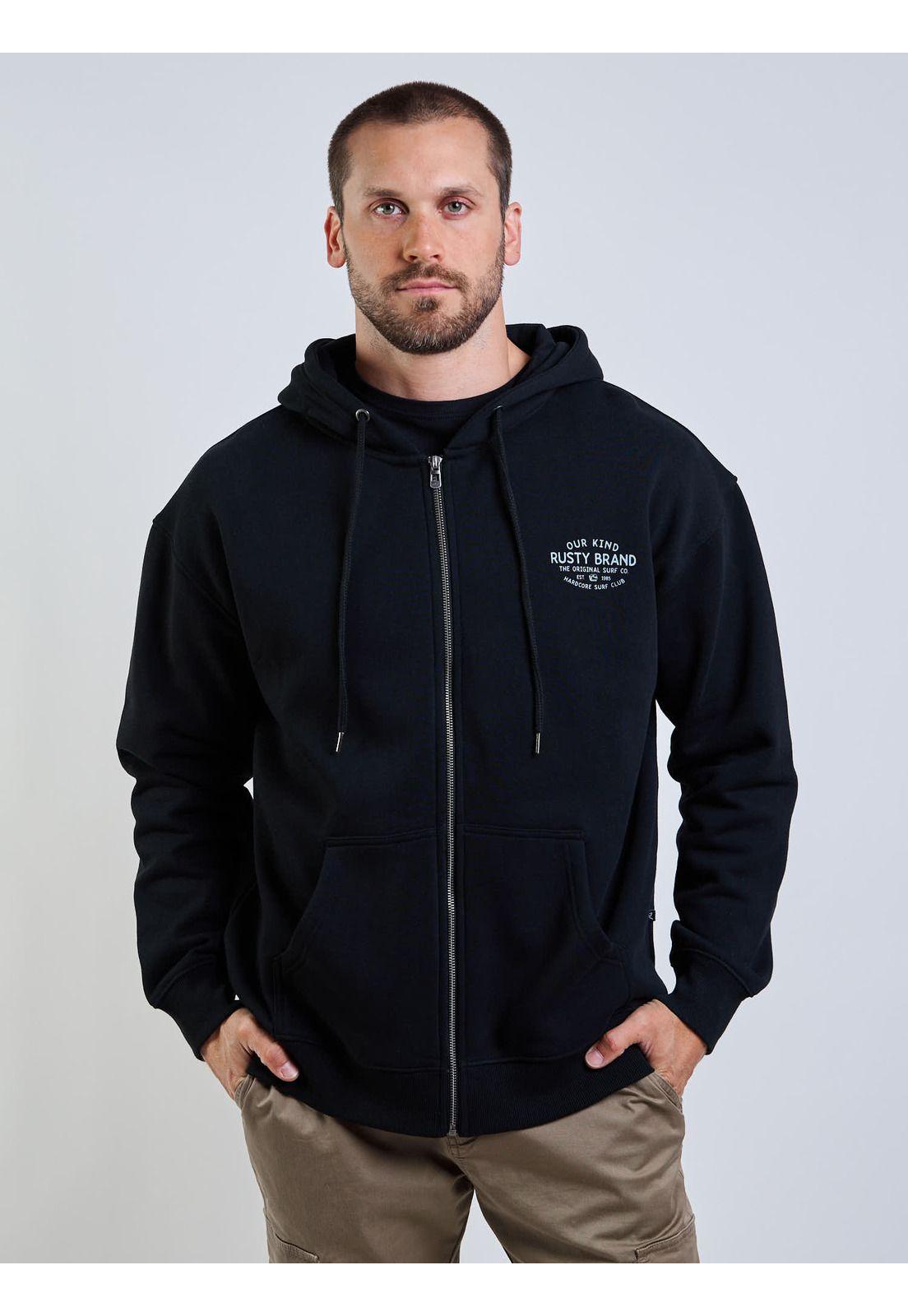 Poleron FZ Hxc Surf Club Zip Negro Hombre Rusty-0