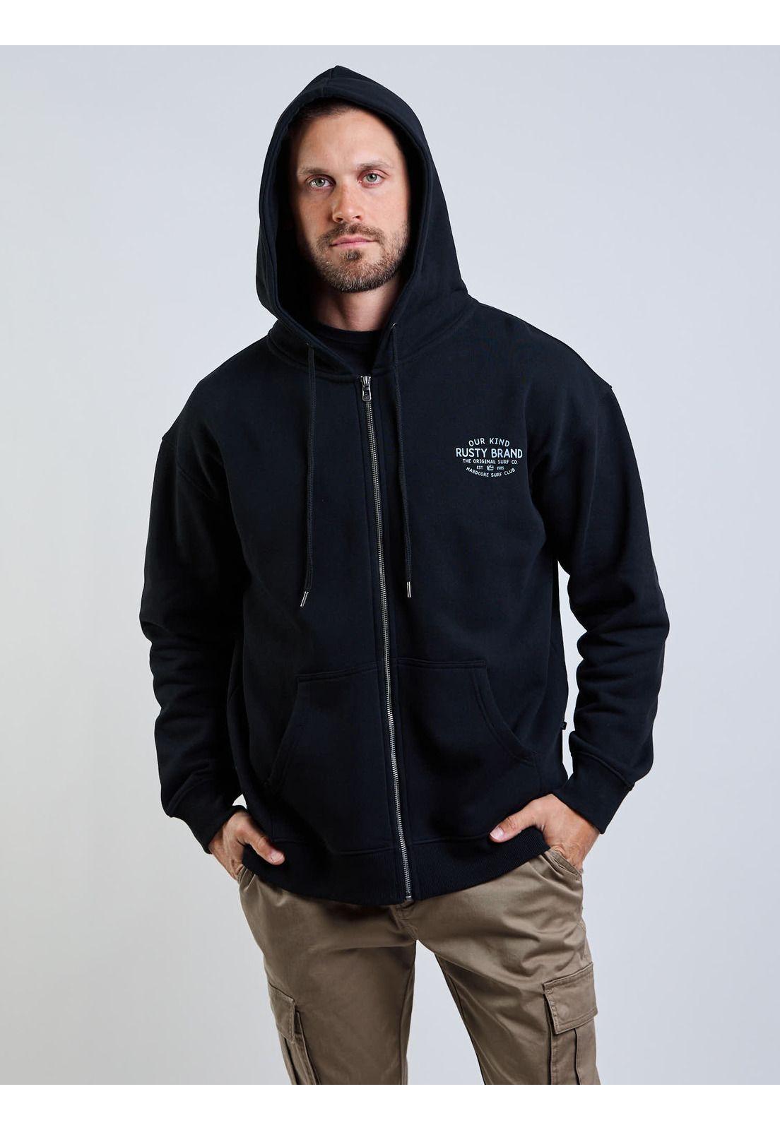Poleron FZ Hxc Surf Club Zip Negro Hombre Rusty-5