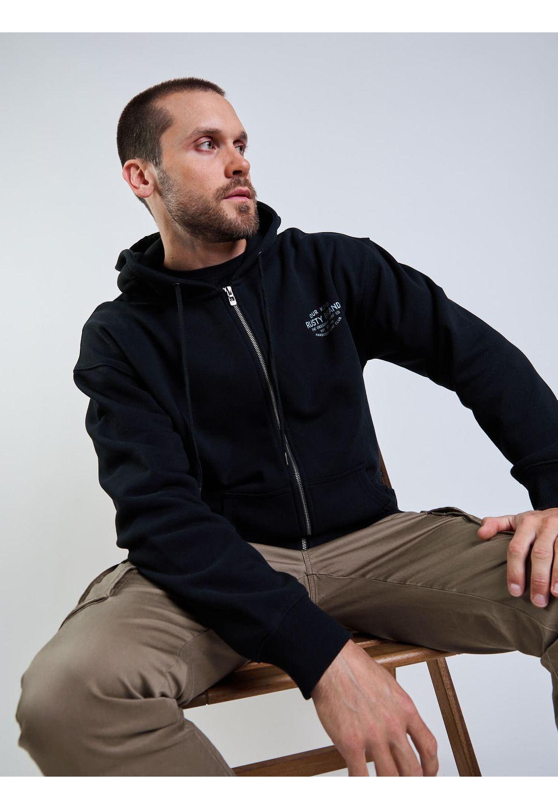 Poleron FZ Hxc Surf Club Zip Negro Hombre Rusty-6