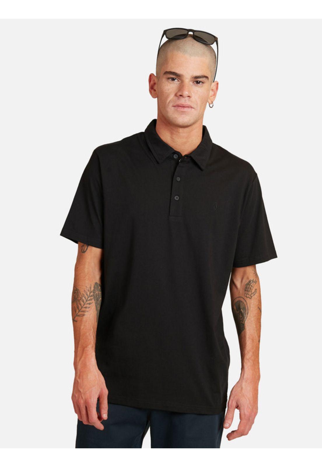 Polera M/C Wrecker Blk Polo Negro Hombre Volcom-0