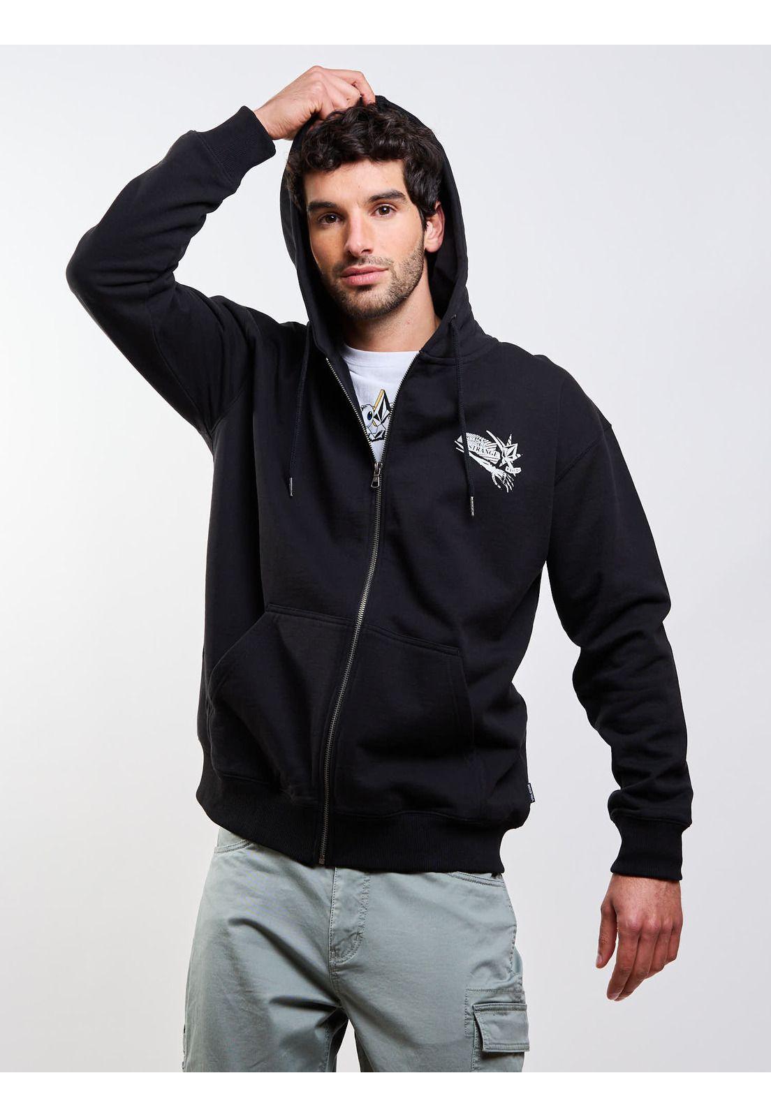 Poleron FZ Kun N Rip Zip Negro Hombre Volcom-5