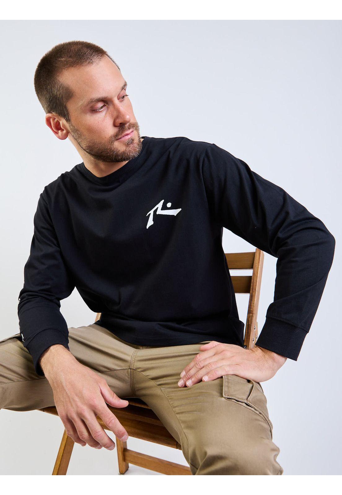 Polera ML R Logo Negro Hombre Rusty-1