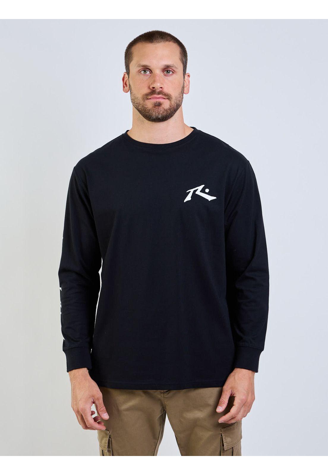 Polera ML R Logo Negro Hombre Rusty-3